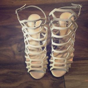 Nude strappy heels